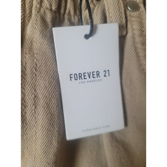 NWT Forever 21 Women's Taupe Denim High Rise Tapered Pants Elastic Waist - Picture 10 of 10